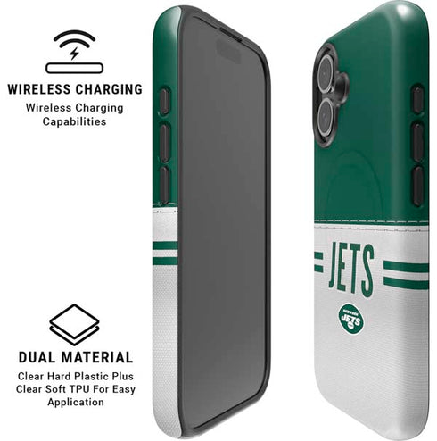NFL New York Jets White Striped iPhone 16 Plus Magsafe Impact Case